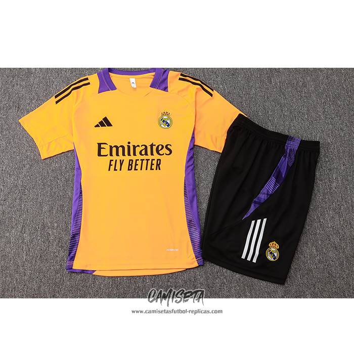 Chandal del Real Madrid 2024-2025 Manga Corta Amarillo - Pantalon Corto